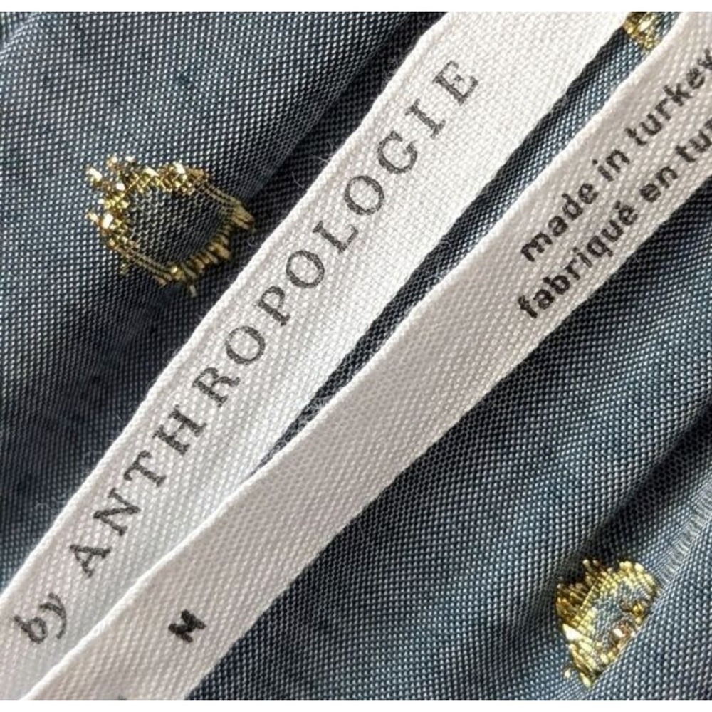 Anthropologie Stormy Blue‎ Tiered Maxi Dress Metallic Dot Napoli Size M - Picture 7 of 15